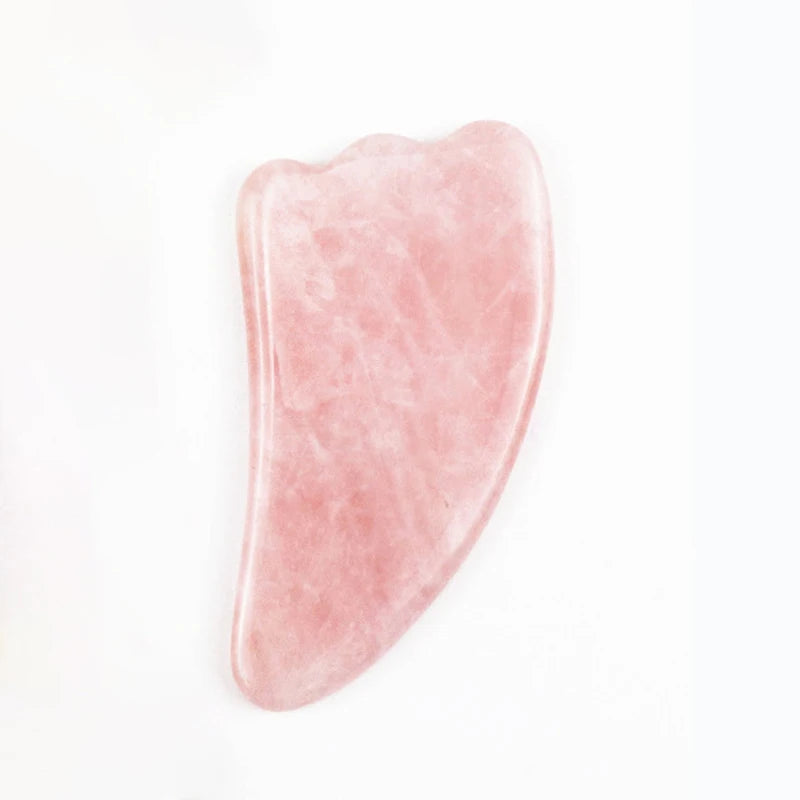 Natural Rose Quartz Jade Roller Gua Sha Scraper Set