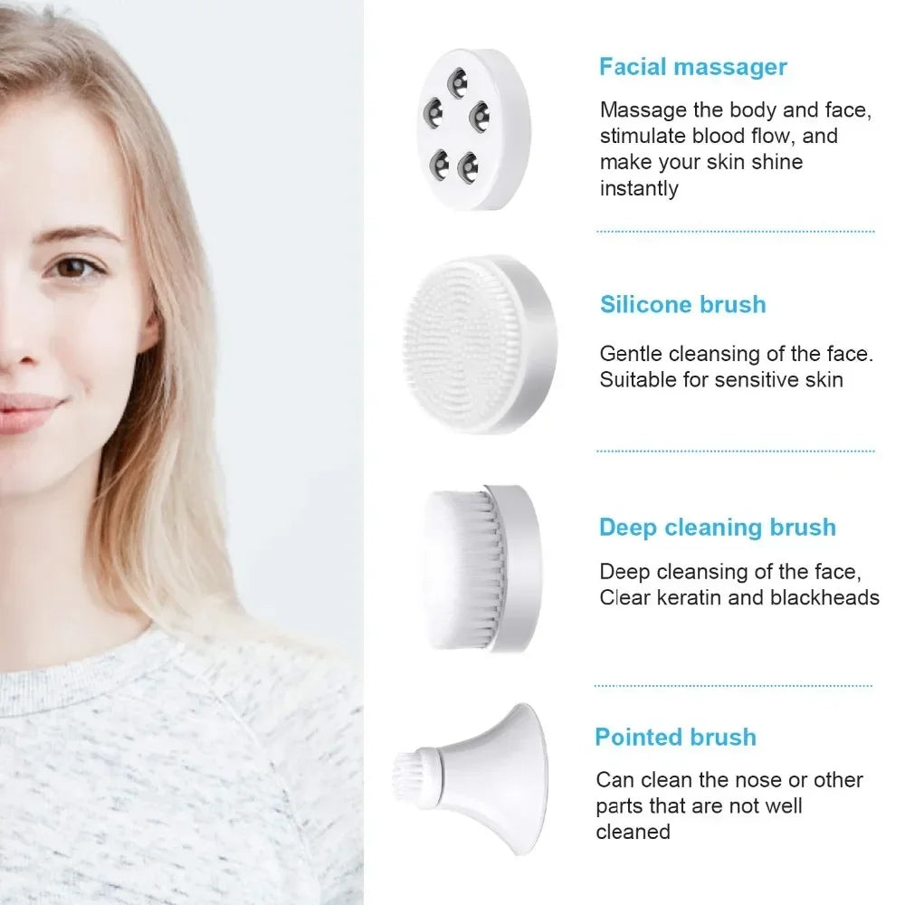 Electric Facial Spin Brush Cleansing Brush 4 In 1 Face Massager