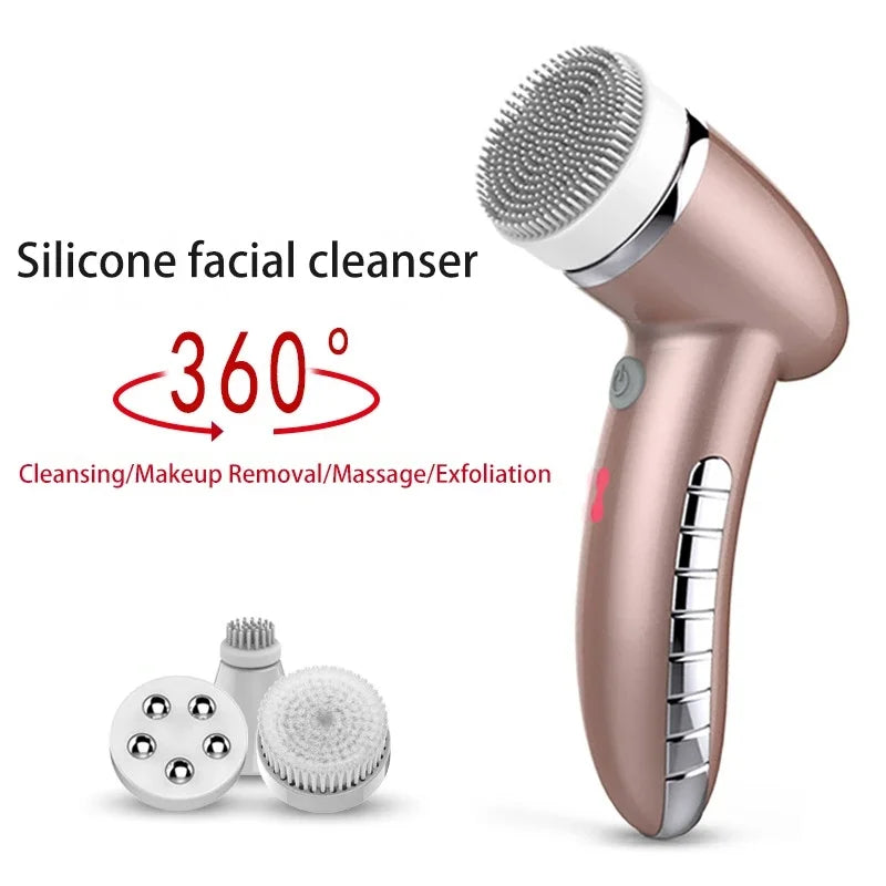 Electric Facial Spin Brush Cleansing Brush 4 In 1 Face Massager