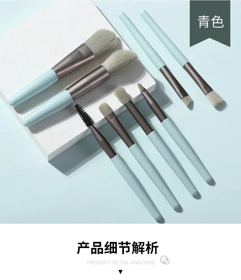 8 Makeup Brush Set Beginner Beauty Tool Student Short Handle Soft Brush