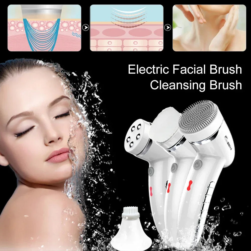 Electric Facial Spin Brush Cleansing Brush 4 In 1 Face Massager