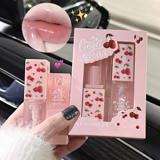 Cherry Hydrating Lip Balm and Lip Oil Set